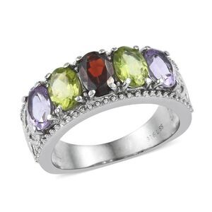 5 Stone Ring Multi Gemstone Size 8